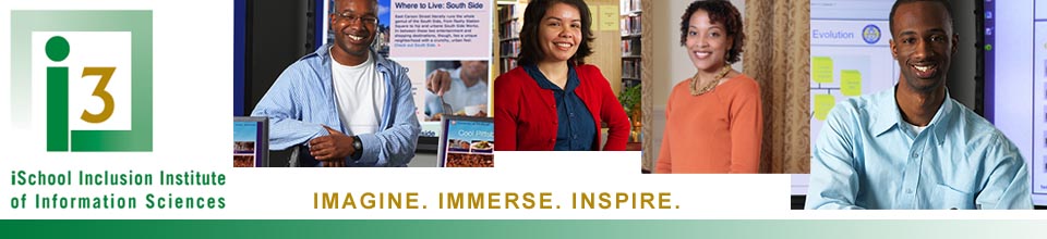 Members of the i3 community alongside the words Imagine. Immerse. Inspire.